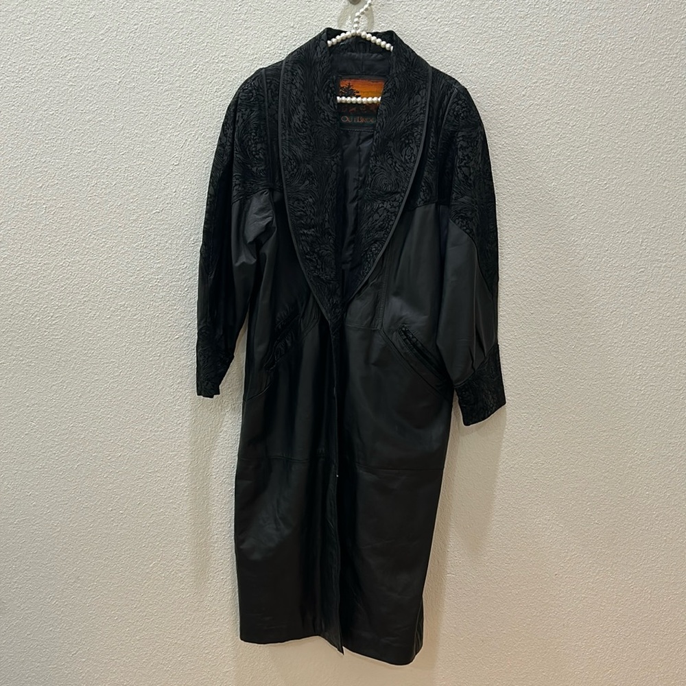 Vintage Outbrook Leather Trench Coat Size Medium